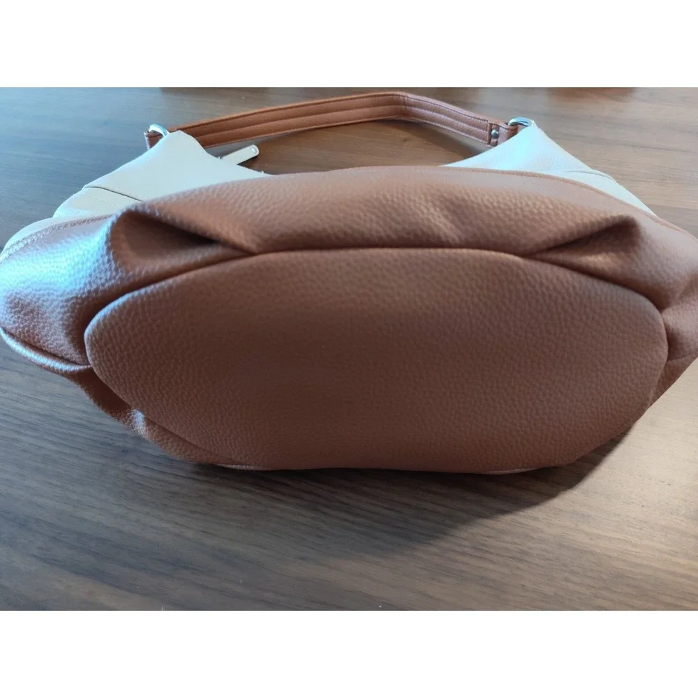 Tignanello‎ Women's Cream & Brown Leather Hobo Bag